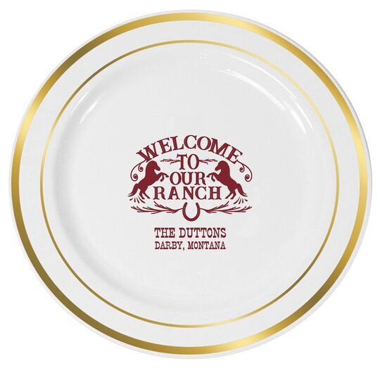 Welcome To Our Ranch Premium Banded Plastic Plates